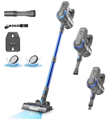 Aspirapolvere Senza Fili, 25KPa/50Min Scopa Elettrica Senza Fili, Spazzola Antigroviglio e Autoportante, Aspirapolvere Senza Filo ultraleggero, Aspirapolvere Potente per Pavimenti/Tappeti/Peli Animali