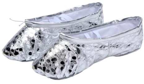 WUYXTO Baletttofflor flickskor mjuk sula dans damer ballerina kvinnor gymnastik för balettdansare (silver B, 35)