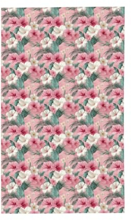 Bannière de vœux avec œillets pour décoration d'intérieur ou d'extérieur Motif fleurs de bananier Rose et blanc 91 x 152 cm