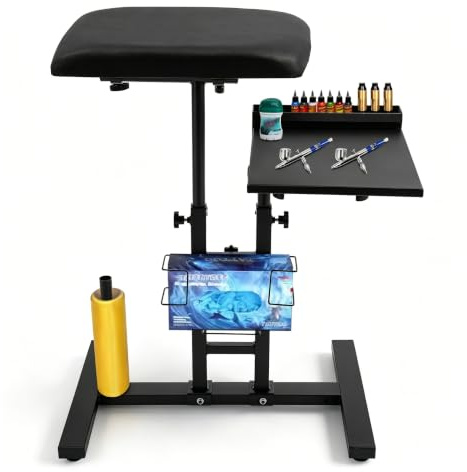 Oversized Tattoo Arm Rest Stand with Workbench Adjustable Height 55-90cm 360° Adjustable Workbench Angle Armrest and Holder Stand Combination