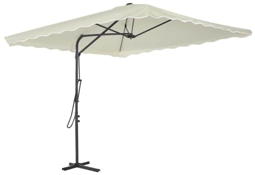 QINXIXINAIXI Ombrellone con palo in acciaio, 250 x 250 x 230 cm, colore bordeaux, ombrellone da giardino con robusta base a croce, poliestere resistente ai raggi UV, girevole a 360°, stabile e