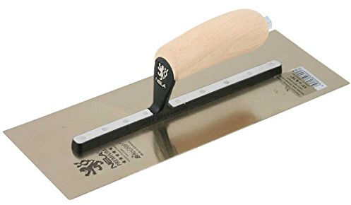 Nela Premium Chrome Steel Smoothing Trowel 13 x 4.75 Wood Handle BiKo Grip