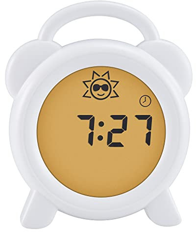 Alecto BC-100 Pädagogischer Wecker Kinder - Schlaftrainer Kinder - Lernen von Schlafen und Aufwachen mit LED Kinderwecker - Weiß