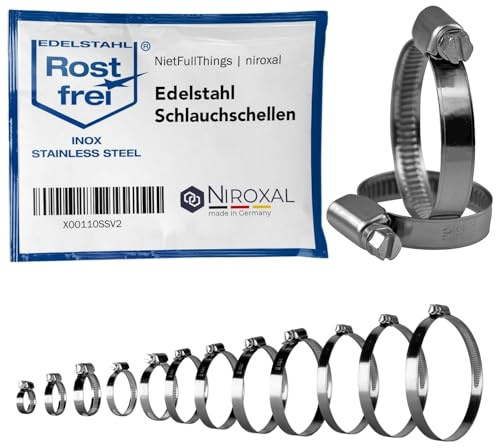 Slangklämma i Rostfritt Stål – 9 mm Bandbredd – Spännområde Ø 20–32 mm – 10 Pack – Justerbar Rörklämma för Slang och Rör