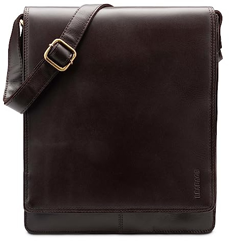 LEABAGS London Umhängetasche Herren Leder – Herrentasche zum Umhängen Echtes Leder 32x26x8 cm Kleine Schultertasche Vintage