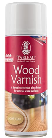 Tableau Wood Varnish Light Oak 400ml. Stain and Gloss Wooden Surfaces in One Go. Spray Varnish for Wood. Easy Application Quick Dry Formula. Perfect for Wooden Furniture, Doors & Window Frames