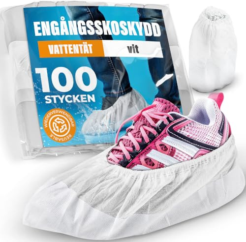 ISC Hygiene & Safety 100x skoöverdrag vattentäta vita från Overshoes Reinforced Extra Strong >9g - Halkfria skoöverdrag för skor - en storlek, overshoes engångsbruk återanvändbara galoscher