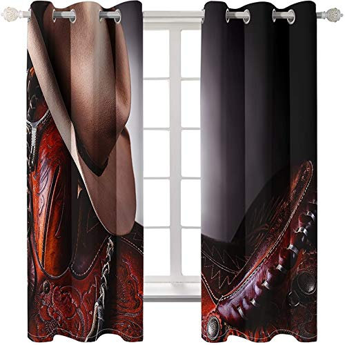 Daesar Gardinen Vorhänge Polyester mit Muster Wohnzimmer Modern, Verdunklungs Vorhänge Lang Ösen 274x214CM Schlafzimmer Vorhang Blickdicht 2er Pack Stiefel Hut