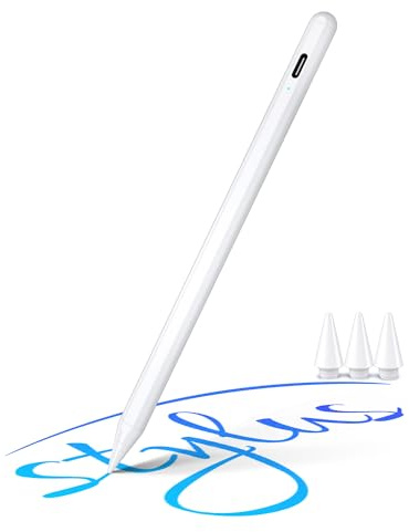 Lápiz Táctil 2.ª Generación para iPad - Stylus Activo con Puntas de Fibra de 1.0mm & Rechazo de Palma, Lápiz Recargable Compatible con Apple iPad 6.ª/7.ª/Air 3.ª/Mini 5.ª/Pro 11/ Pro 12.9(3.ª)