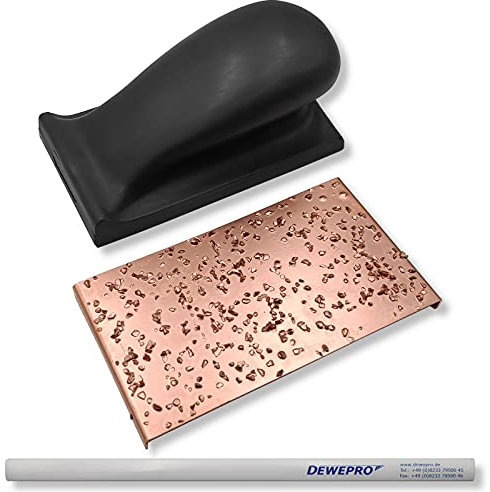 DEWEPRO® Schleifklotz mit Klett inkl. Hartmetallplatte aus Wolfram Karbid K14 – Handschleifer 125x70mm zum Anrauen & Schleifen von Mauerwerk, Beton, Putz – inkl. DEWEPRO Bleistift