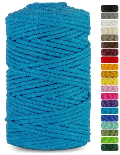 Netuno 1x Makramee Garn 5mm Blau 100m zum Basteln für Traumfänger | Baumwollschnur mit Naturkern · hochwertig & vielseitig – für Armbänder, DIY-Deko, Häkeln & Wandbehang