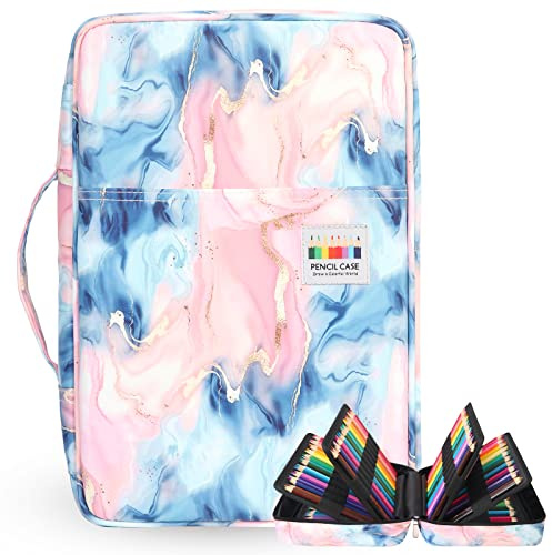 OVAKIA Federmäppchen Super Große, Schreibwaren-Stifttasche Federtaschen mit 100 Slots Organizer für Zeichnung Buntstifte Bleistifte Pinselstift Skizzierstifte (Ohne Bleistifte) Rosa