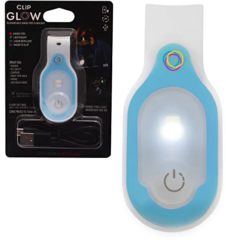 Clipglow Nurse Light Clip On Nursing Night Shift Light, Bright, Lightweight Magnetic, Portable, USB Rechargeable Flashlight for Badge, 8-10 Hours Battery, 4 Light Settings 10-25 Lumens Nurse Gift|Blue