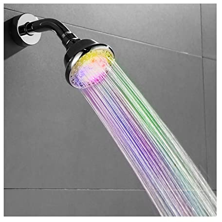 Ksunun Alcachofa de Ducha LED de 3 Pulgadas Cabezal de Ducha Lluvia de LED de Cambio Automático de 7 Colores Rociador de Ducha de Lluvia Cromado ABS de Alta Presión con Jets de ABS