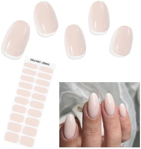 EBANKU 20PCS Smalto Adesivo per Unghie, Gelatina Nuda Unghie Gel Adesive UV Smalto Adesivo Gel UV Full Wraps Lampada UV/LED con Lima e Stick per Donne Ragazze
