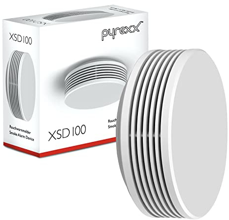 Pyrexx XSD100 Rauchwarnmelder 10 Jahre Batterie mit Magnet-Halterung ohne Bohren und LED-Blinken, Zertifiziert nach Q-Label, Weiß, 4er Set