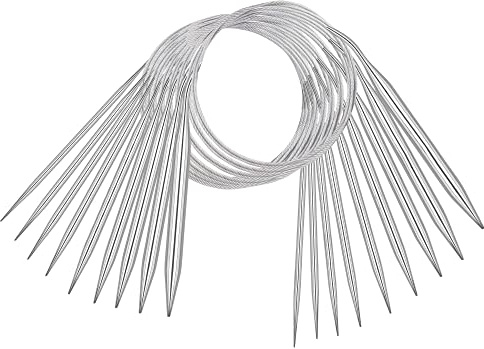 Coopay Set di 9 ferri circolari per lavorare a maglia, 80 cm, in acciaio inox, 2.5 – 10 mm, ferri da maglia circolari per principianti, sciarpe, coperte o grandi progetti