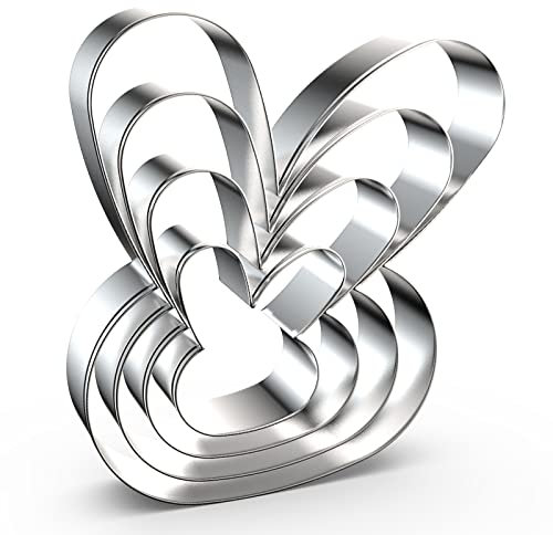 QAAQS Cute Large Rabbit Head Bunny Face Cookie Cutter Set - 5, 4, 3, 2 - 4 Piece - Stainless Steel