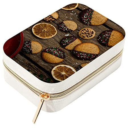 Boîte à bijoux de voyage en bois avec planche à biscuits en pain d'épices pour femmes et filles