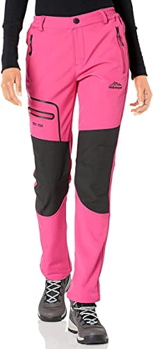 DAFENP Damen Wanderhose Skihose Wasserdicht Gefüttert Softshellhose | Winddicht Winter Warm Outdoorhose Snowboardhose Trekkinghose
