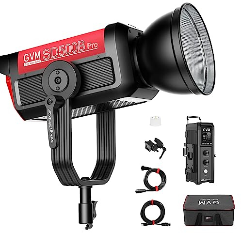 GVM Pro SD500B Lampe vidéo LED 500 W, lumières de Studio avec Support Bowen, kit d'éclairage de Photographie 61600 lux/1 m, lumière vidéo à Sortie Continue avec contrôleur, CRI 97+, 2700-6800K