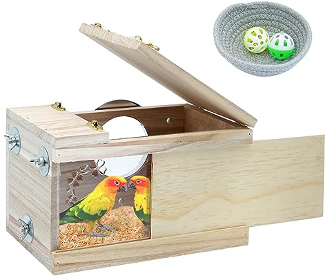 MOGOULUA Scatola di Allevamento per Uccelli Nidi In Legno Gabbia per Parrocchetta Animali Scatola Per l'Accoppiamento Degli Uccelli per Piccoli Come Fringuelli Pappagallini Canarini