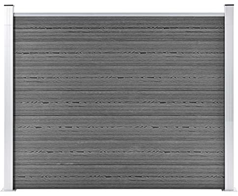 Festnight Sichtschutzzaun WPC Gartenzaun Windschutzzaun Zaunelement Lamellenzaun Zaun Garten Sichtschutz Windschutz Gartensichtschutz Gartentor Zaunfeld Zauntor Grau 180x146 cm