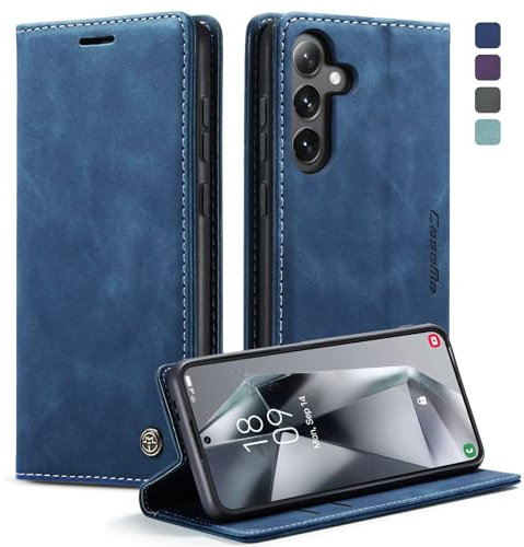 KZB Handyhülle für Samsung Galaxy S24 5G Hülle Premium Leder Klappbar Tasche Flip Case Magnet Kartenfach Standfunktion Klapphülle Schutzhülle für Samsung Galaxy S24 6,2'' - Blau