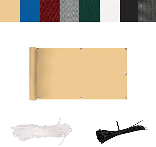 AEREY Balkon Sichtschutz 60x1200cm UV Schutz Balkonbespannung Mit Kabelbinder Extra Kordel Sichtschutz für Gartenzaun und Balkongeländer