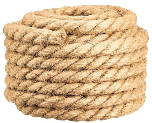 Cuerda de Yute 10m - 14mm, 4 Capas Cuerda de Cáñamo Fibra 100% Natural Gruesa Cuerda rascador para Gatos para Artesanía Embalaje Decoración Jardinería Gato Rascarse (10m - 14mm)