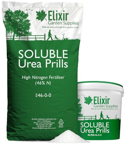 Elixir Gardens Water-Soluble Urea Prills Fast-Release Fertiliser 4kg Tub | Fast-Release Fertiliser, Feed & Top-Dressing N.P.K: 46-0-0 | Grass, Lawn & Turf, Shrub, Tree & Plant Foliage Boost