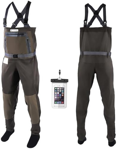 Fishing Waders, Breathable Stocking Foot Waterproof Wader, Fishing Clothing, Fly Fishing Affordable, gray, XL