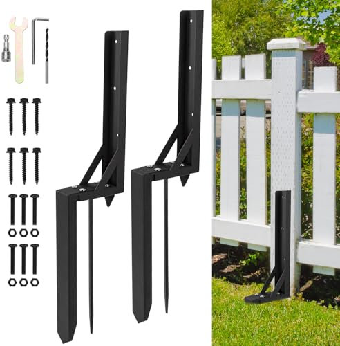 WingFly Fence Post Repair Kit, Heavy Duty Fixer Anchor Ground Spike, Fence Post Support Stake for Repairing Garden Fence (2)