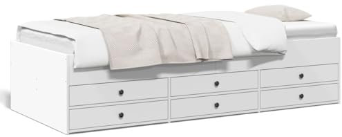 Festnight Tagesbett mit Schubladen Weiß 90x200 cm Holzwerkstoff,Familienbett, Bettgestell, Bettrahmen, Bett Gestell, Doppel Bett, Einzelbett