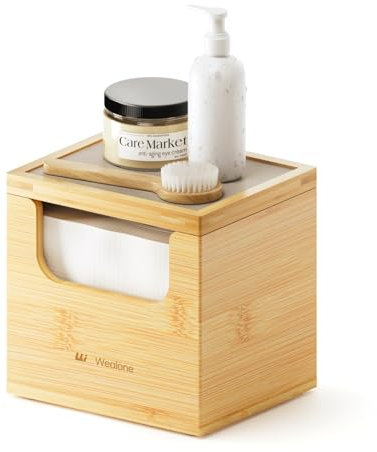 Wealone Boîte en bambou avec serviettes pour le visage XL, serviettes jetables pour le visage, lingettes sèches jetables pour le lavage du visage, lingettes sèches jetables, porte-serviettes pour le