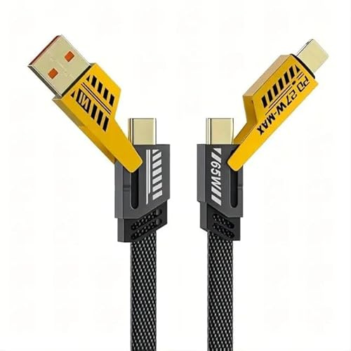 Bizzal 4-in-1 USB Charger Cable: 120cm/1M Nylon Braided, USB A/USB C to Type C [65W] / PD [27W], Multi-Device Charging for iPhone, Android, Samsung Galaxy, iPad