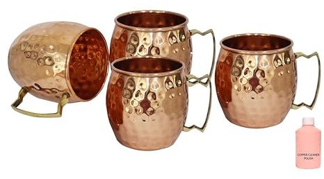 BRACOP® Kupferbecher, Kelch, Tasse, Gläser, Ayurveda-Kupfer, graviertes Glas, Becher aus reinem Kupfer, Moskau-Mule-Glas, Trinkflasche, Wasserkrug, Gin-Saft, Cocktail-Trinkgläser, Glaswaren, Becher