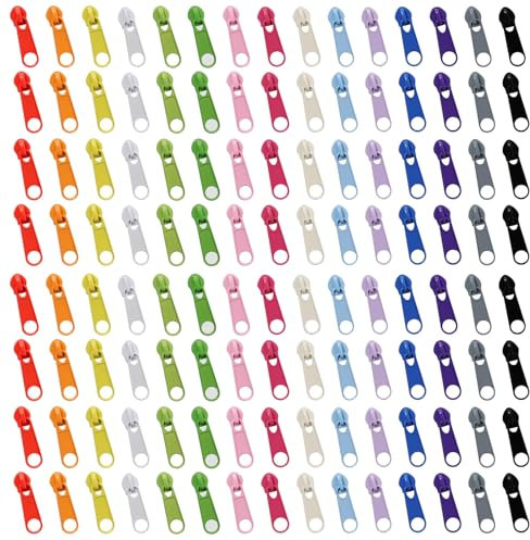 CONNECTION 120 Stück Reißverschluss Schieber Ersatz Nr.3 Bunt Reissverschluss Zipper Ersatz Reißverschluss Reparatur Set Fix Reissverschluss Für Nähen Kleidung Kleider Jacken Koffer Basteln(15 Farben)