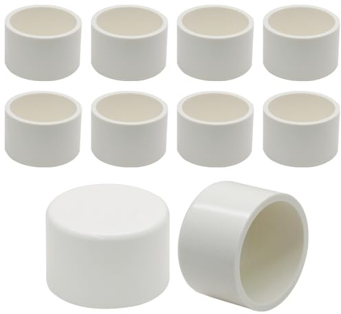 PHITUODA 1-1/4 PVC Pipe End Cap Fitting, Fit Standard 1-1/4 Pipes (OD Approx. 1.66), 10 Pcs PVC Pipe Plug Socket Fittings Furniture Grade Fitting Connector for Build Furniture DIY Garden Shelf
