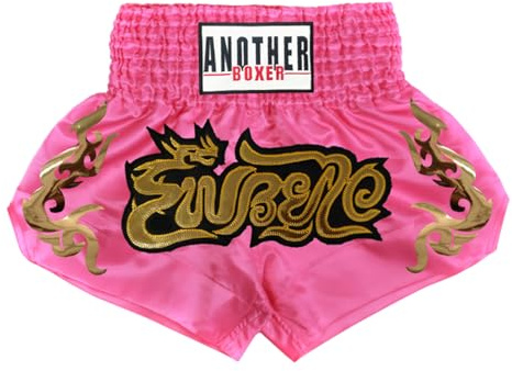 Aislor Pantaloncini Muay Thai Unisex Bambini Pantaloncini da Combattimento Kick Boxing Shorts Pantaloni Corti per MMA rappling Arti Marziali Competizione Rosa 8-12 Anni