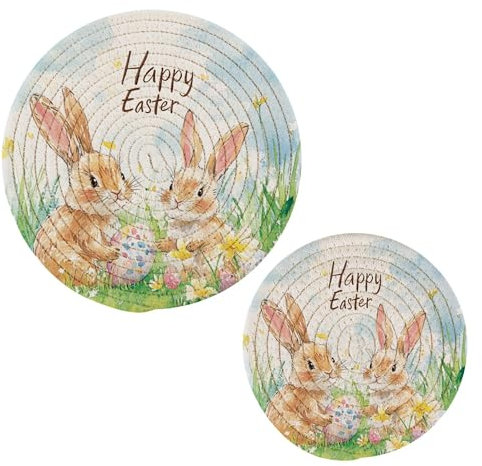 Presine pasquali con coniglietto e giglio felice, per cucina, resistenti al calore, 2 pezzi, porta utensili per macchina da caffè