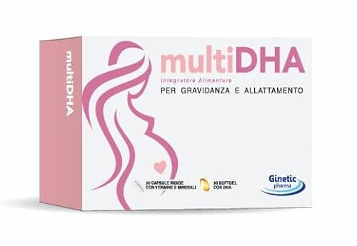 MULTIDHA | Integratore con Vitamine e Minerali +DHA | 30 capsule + 30 Softgel | Folico + 17 Nutrienti | Dal Concepimento a tutta la durata dell'allattamento.