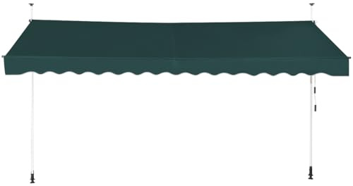 RELAX4LIFE Tenda da Sole per Esterno con Morsetto senza Forare, Telaio Telescopico, Telo Anti-UV, Altezza e Inclinazione Regolabile, Ideale per Balcone e Terrazzo (Verde, 400x175cm)