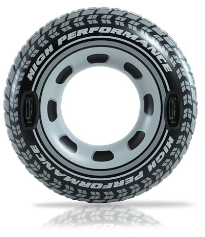 Rubber Rings for Adults Teenager, Giant Car Tyre Inflatable Swimming Ring, Black PVC Inflatable Pool Rings, Swim Inflatables Pool Floating Ring for Men Summer Beach (114cm)