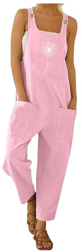 JIANROU Latzhosen Für Damen Sommer Overall Lose Fit Latzhose Jumpsuit Ärmellos Lässig Harem Jumpsuit Weites Bein Elegant Tunika Jumpsuits
