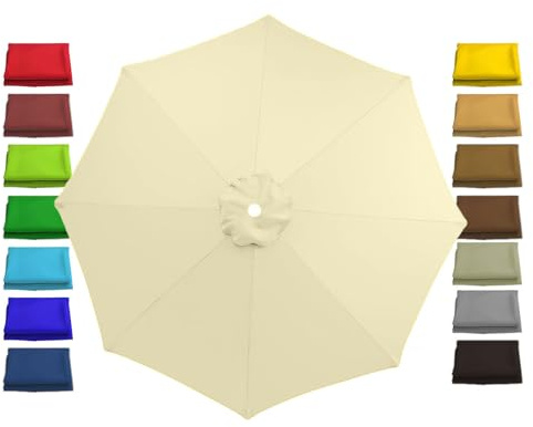 Replacement Canopy for 3m Outdoor Umbrella - 2m/2.7m Garden Parasol Cover 8 Ribs Cream Color Perfect for Terrace Garden Pool and Cantilever Umbrella