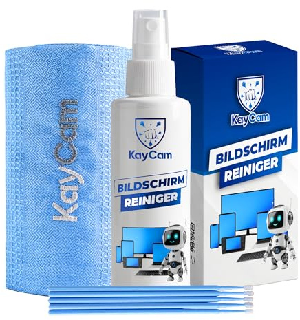 Bildschirmreiniger Set - Display Spray mit magischem Mikrofasertuch & 5 Reinigungsstäbchen – streifenfrei für Fernseher, Handy, Laptop, Auto Display & Tastatur
