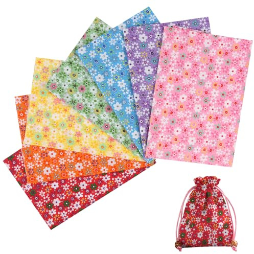 Honosen 7er Set Baumwollstoff 50x50cm, Stoffe zum Nähen, Patchwork Stoffe Paket, DIY Baumwollstoff zum Basteln, Verschiedene Designs Stoffreste für Patchwork Quilten, Bunt