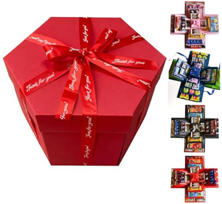 Scatola regalo esplosiva fai da te, scatola esplosiva a 5 strati con nastro, album fotografico creativo esplosivo con accessori fai da te per scrapbooking, anniversari, compleanni, San Valentino