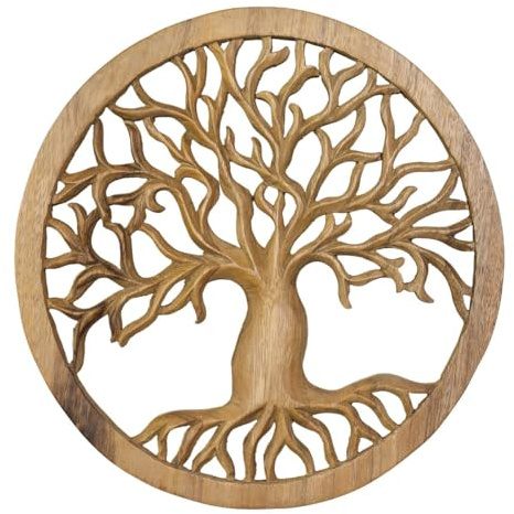 Oriental Galerie Lebensbaum Wandbild Wanddeko Mandala Zeichen Wandrelief Symbol Mythologie Deko Holz Natur 30 cm